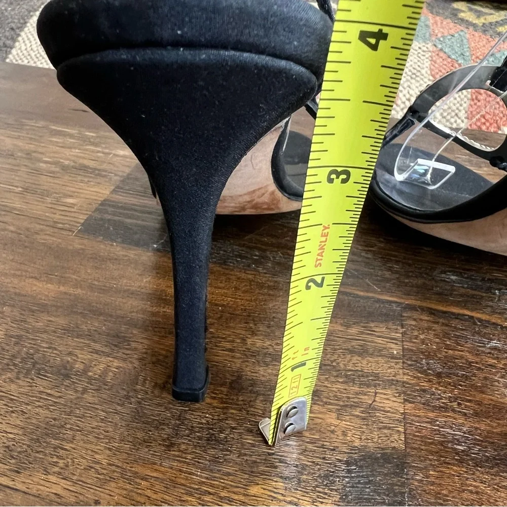 Manolo Blahnik Display Floor Models Cystal Embellished T-Strap Black Heels 36